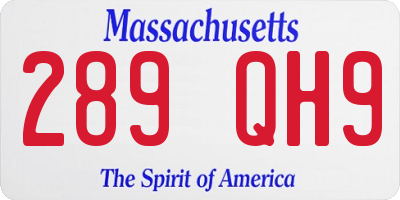 MA license plate 289QH9