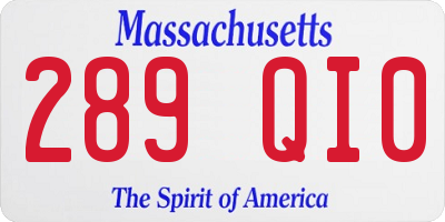 MA license plate 289QI0