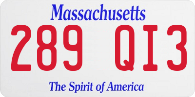 MA license plate 289QI3
