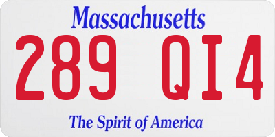 MA license plate 289QI4