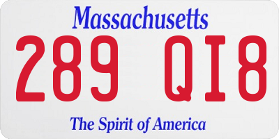 MA license plate 289QI8