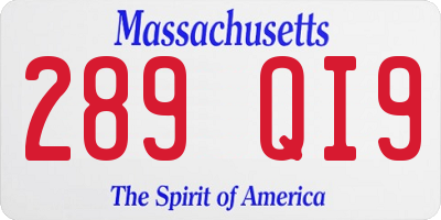 MA license plate 289QI9