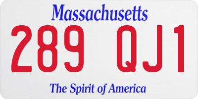 MA license plate 289QJ1