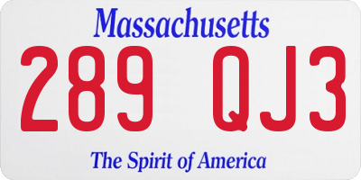 MA license plate 289QJ3