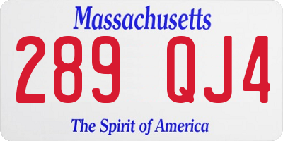 MA license plate 289QJ4