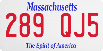 MA license plate 289QJ5