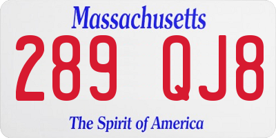 MA license plate 289QJ8