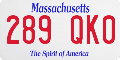 MA license plate 289QK0