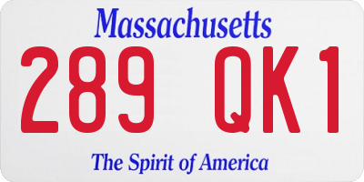 MA license plate 289QK1