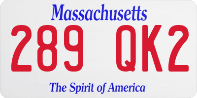 MA license plate 289QK2