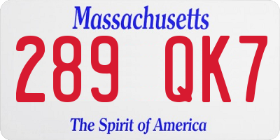 MA license plate 289QK7