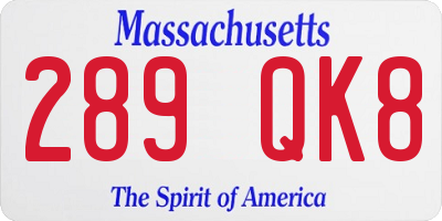 MA license plate 289QK8