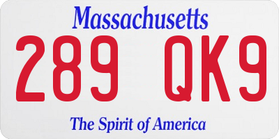 MA license plate 289QK9