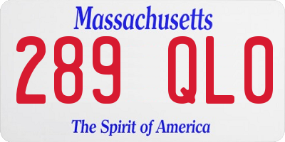 MA license plate 289QL0