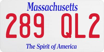 MA license plate 289QL2
