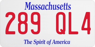 MA license plate 289QL4