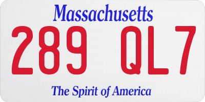 MA license plate 289QL7