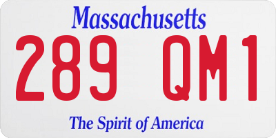MA license plate 289QM1