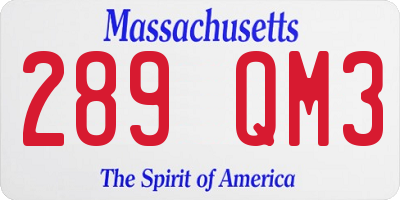 MA license plate 289QM3