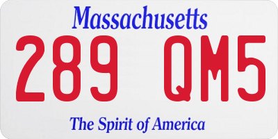 MA license plate 289QM5