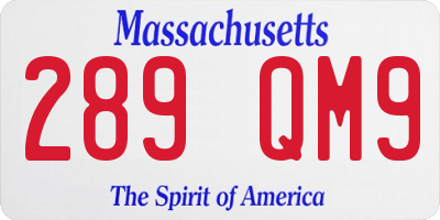 MA license plate 289QM9