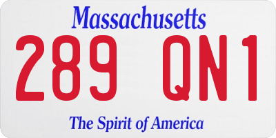 MA license plate 289QN1