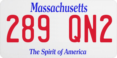 MA license plate 289QN2