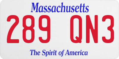 MA license plate 289QN3