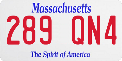 MA license plate 289QN4