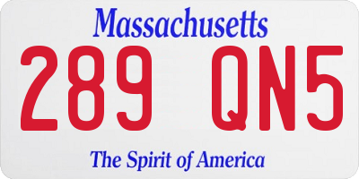 MA license plate 289QN5