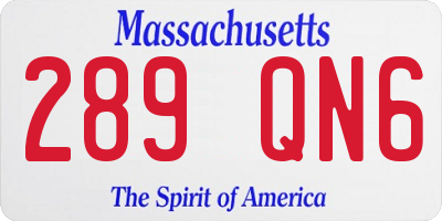 MA license plate 289QN6