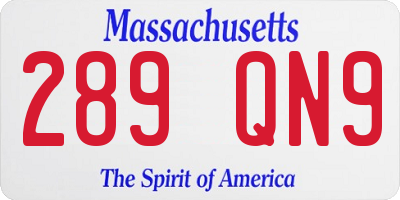 MA license plate 289QN9