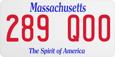 MA license plate 289QO0
