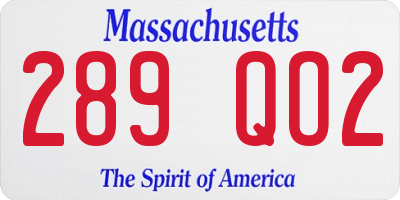 MA license plate 289QO2