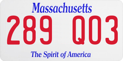 MA license plate 289QO3