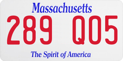 MA license plate 289QO5