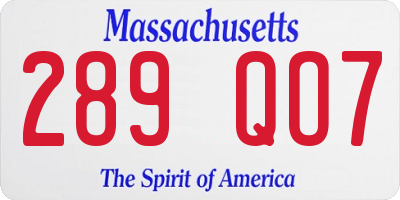 MA license plate 289QO7