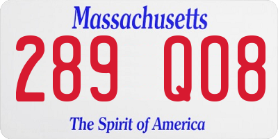MA license plate 289QO8