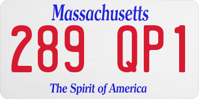MA license plate 289QP1