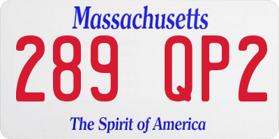 MA license plate 289QP2