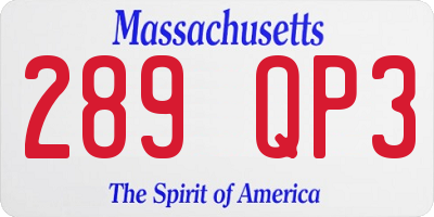 MA license plate 289QP3