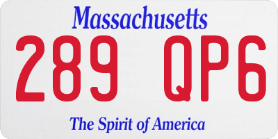 MA license plate 289QP6