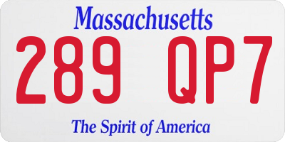 MA license plate 289QP7