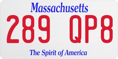 MA license plate 289QP8