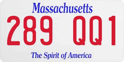 MA license plate 289QQ1