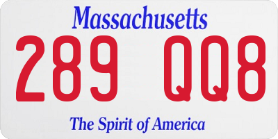 MA license plate 289QQ8