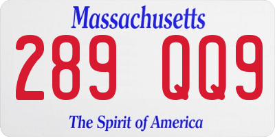 MA license plate 289QQ9