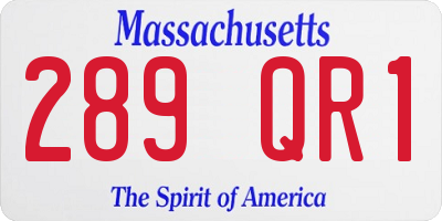 MA license plate 289QR1