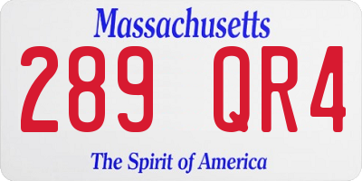 MA license plate 289QR4