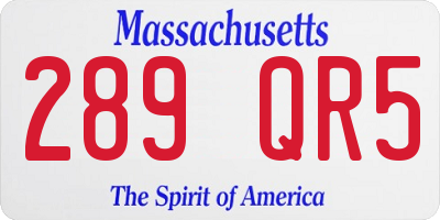 MA license plate 289QR5